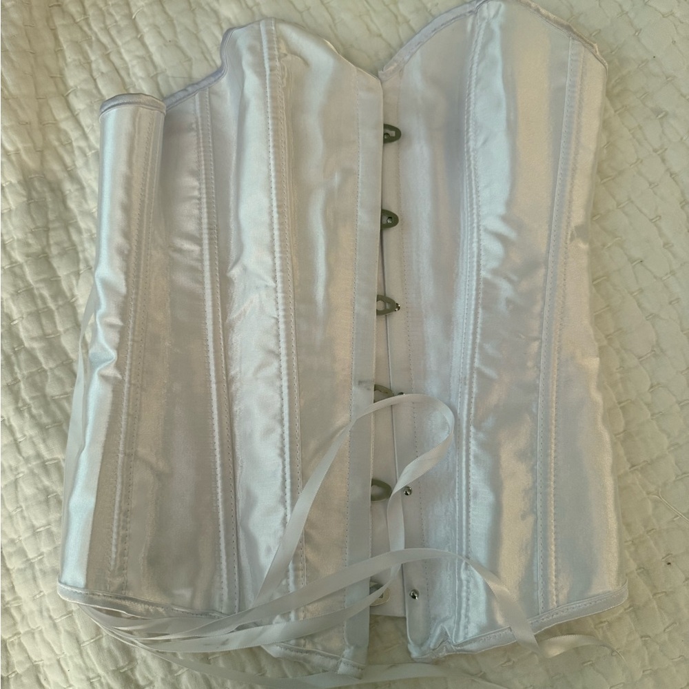 Stylish White Satin Corset